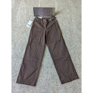 NWT Future Collective Dark Brown Buckle Detail Pant 0